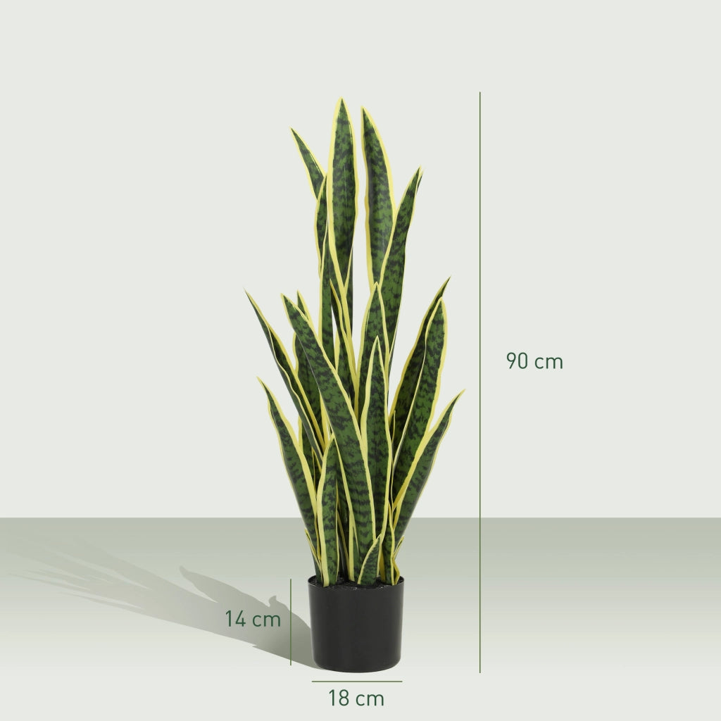 Sanseveria Artificiale in Vaso Ø20x90 cm da Esterno e Interno con 21 Foglie Modellabili