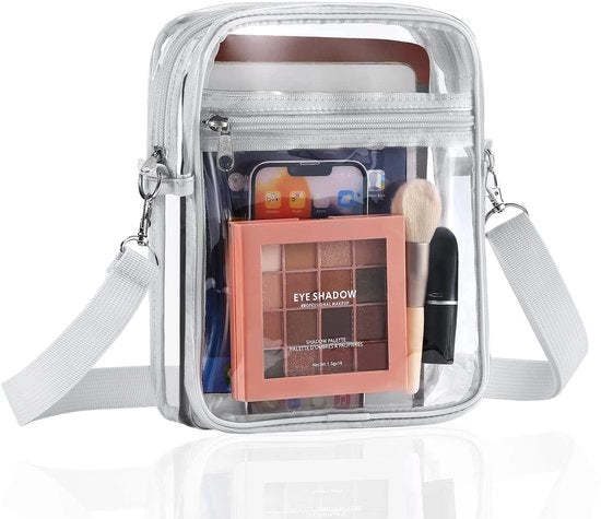 Borsa da Spalla Solidale - Tasca da Spalla Regolabile - Impermeabile Leggero - 2 Comparti con Cerniera - Adatta per Concerti/Festivals - Tasca Translucida