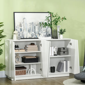 Mobile Multiuso 4 Ante 150x40x88 cm in Truciolato Bianco