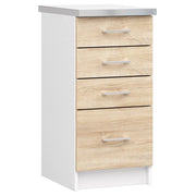 Mobile cucina modulare con piano di lavoro AKORD LIMA Bianco 40 cm 4 cassetti inserto frontale Sonoma Quercia 40x44,5x82 cm
