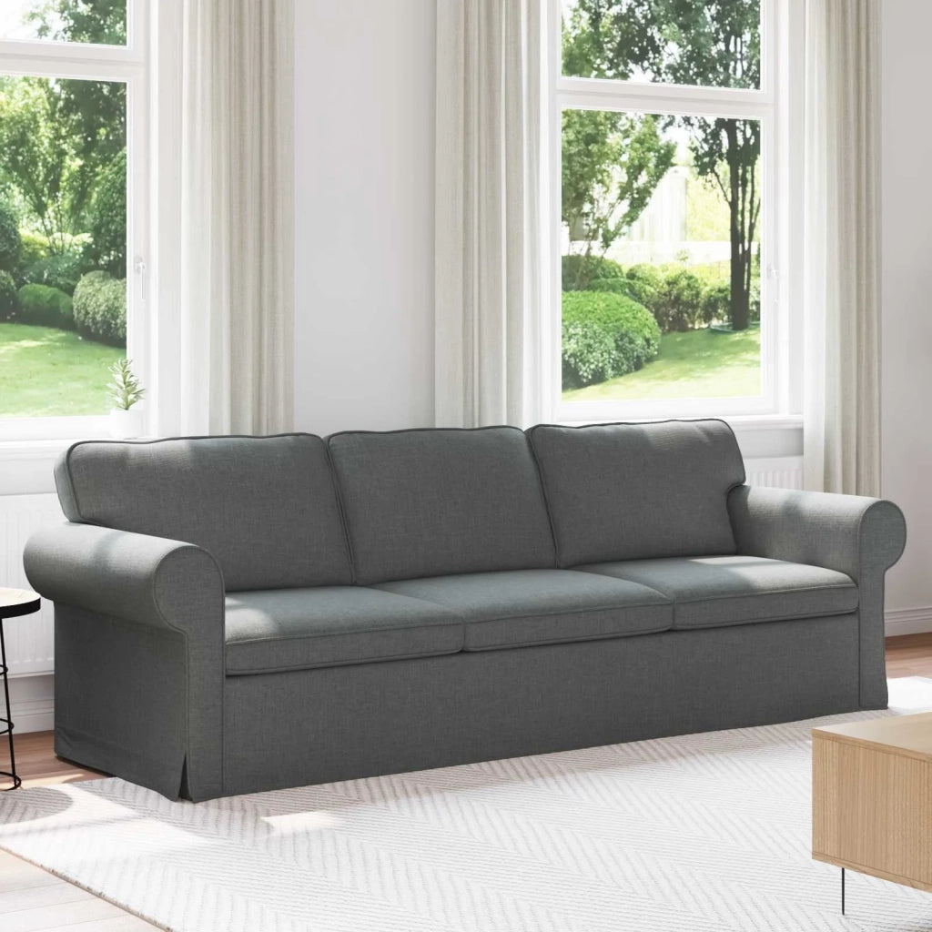 Divano Grigio scuro 215 x 82 x 80 cm Tessuto