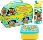 Set di Borsa da Pranzo per Bambini con Fles e Snack - Blu Verde Carattere Portatile