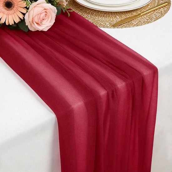 Tavolo da pranzo 300 x 77 cm - Chiffon - 100% Poliestere - Sovrappensiero - Fluido - Decorazione elegante - Tavolo da pranzo con tovaglia