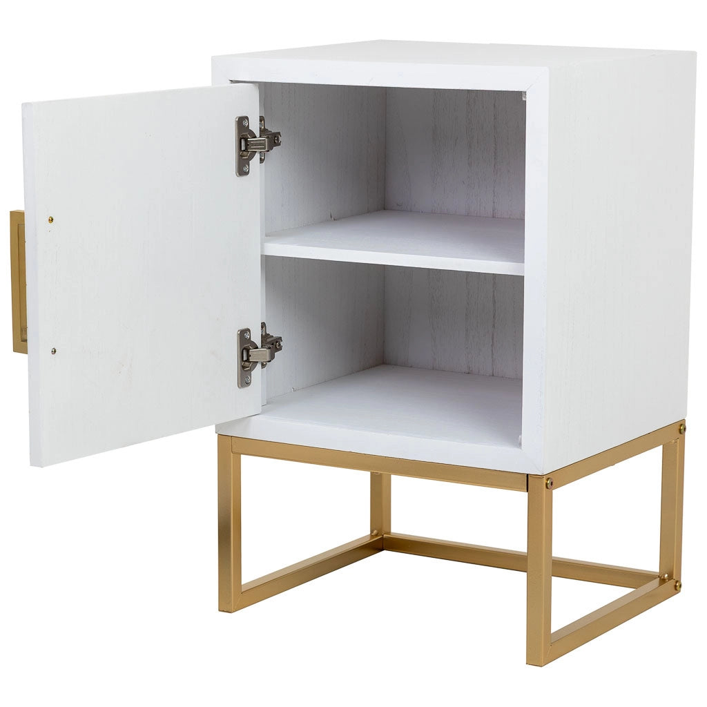 Tavolino 1 anta in legno e metallo 40x35x61h cm