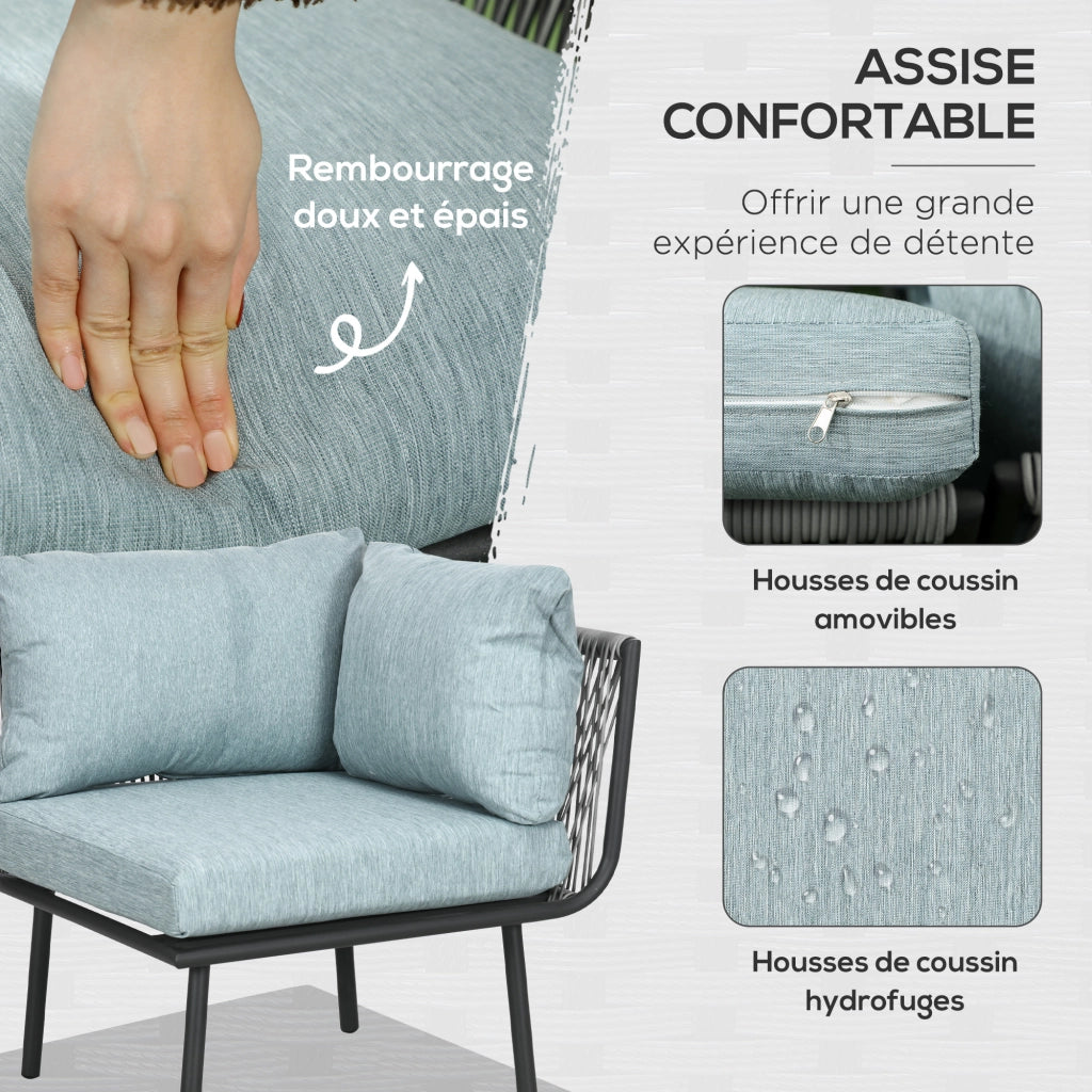 Set divano angolare esterno 4 pezzi ¨C zephmum ¨C grigio polyrattan