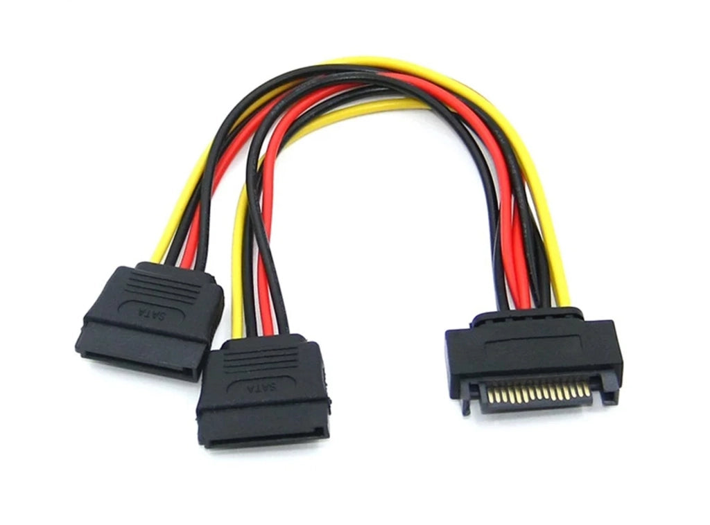 Cavo Sdoppiatore SATA Power Y 15 Pin SATA Maschio a Doppio Cavo di Alimentazione Femmina a 15 Pin  20CM per dischi HDD SSD