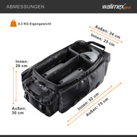 Borsa fotografica XXL, 750 x 340 x 300 mm, Borsone fotografico per flash e fotocamere, con divisori, tasche e passanti per treppiedi