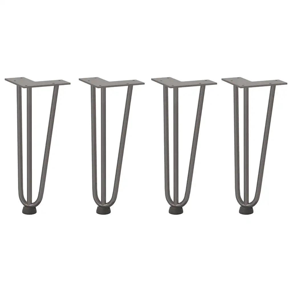 Gambe a forcina per tavolino 4 pz in acciaio naturale 30 cm in acciaio massiccio 4012439