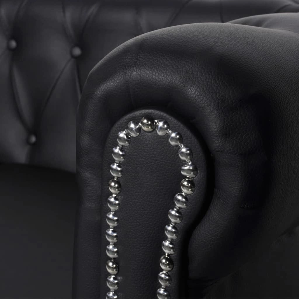 Divano Chesterfield 2 posti 145,5 x 76 x 70 cm in similpelle nera 02_0019571