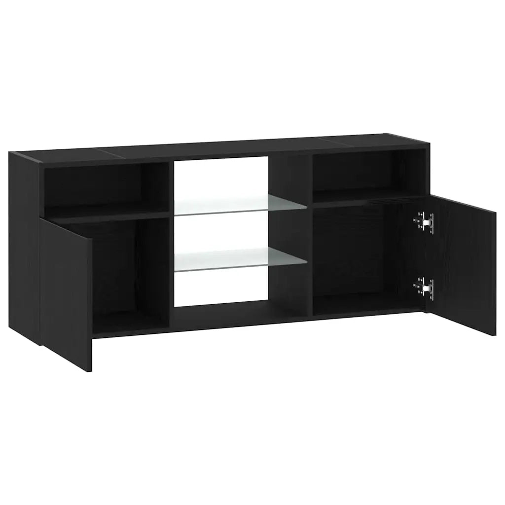Mobile Porta TV con LED Rovere Nero 120x30x50 cm Multistrato 862035