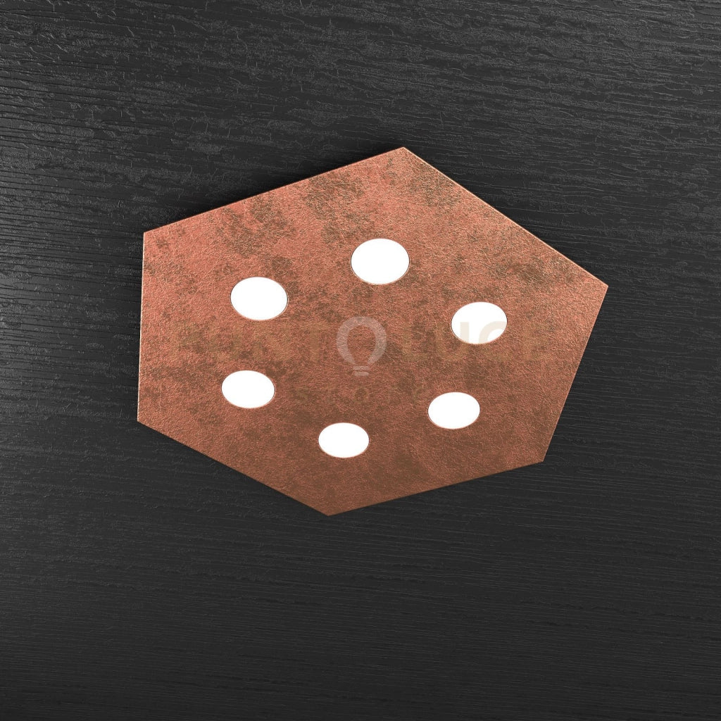 EXAGON PLAFONIERA 6 LUCI FOGLIA RAME 1142-PG-FR