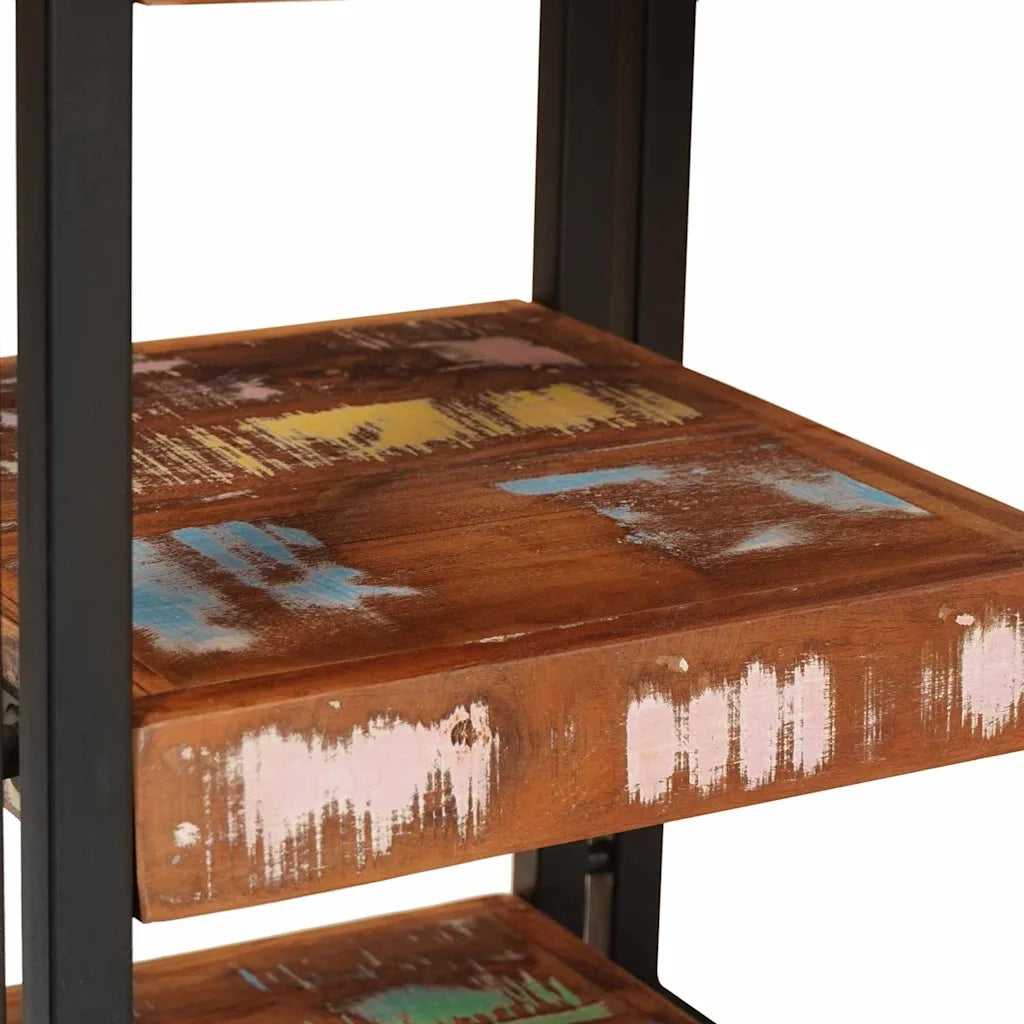 vidaXL Comodino 2 pcs Marrone e nero Legno Solido Recuperato