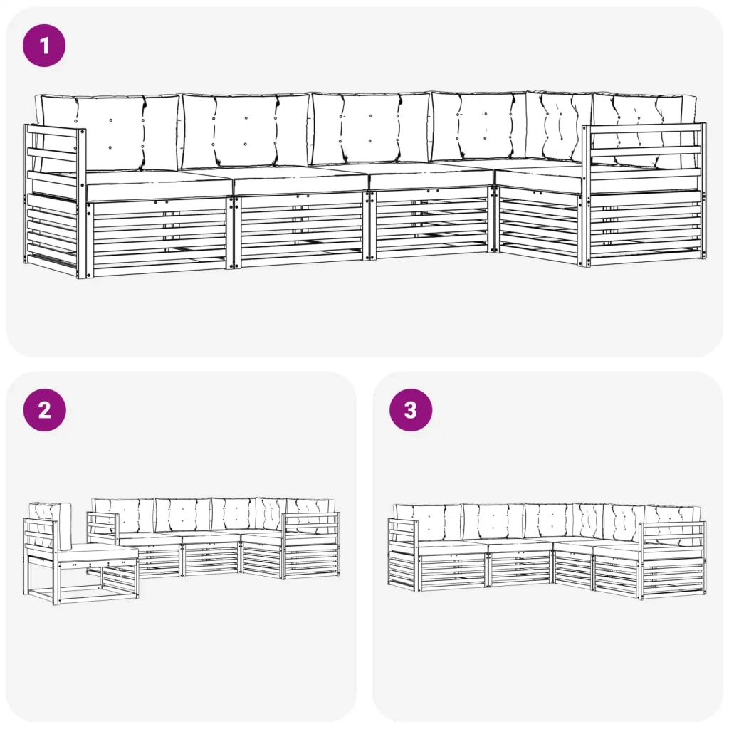Set di divani da esterno con cuscino 5 pcs Naturale e Crema 3373440