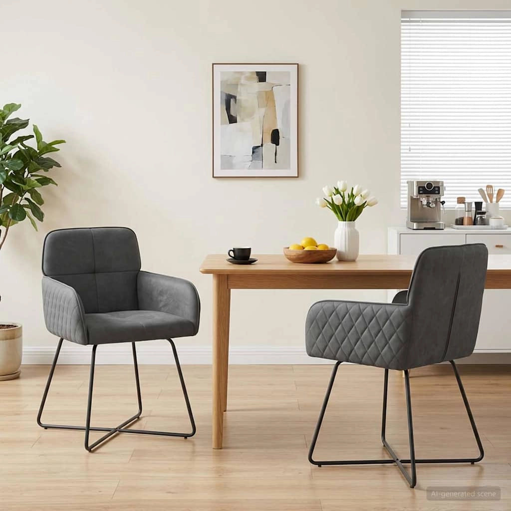 Sedie da pranzo 2 pz Velluto Grigio Scuro 59 x 56,5 x 86 cm 42034294