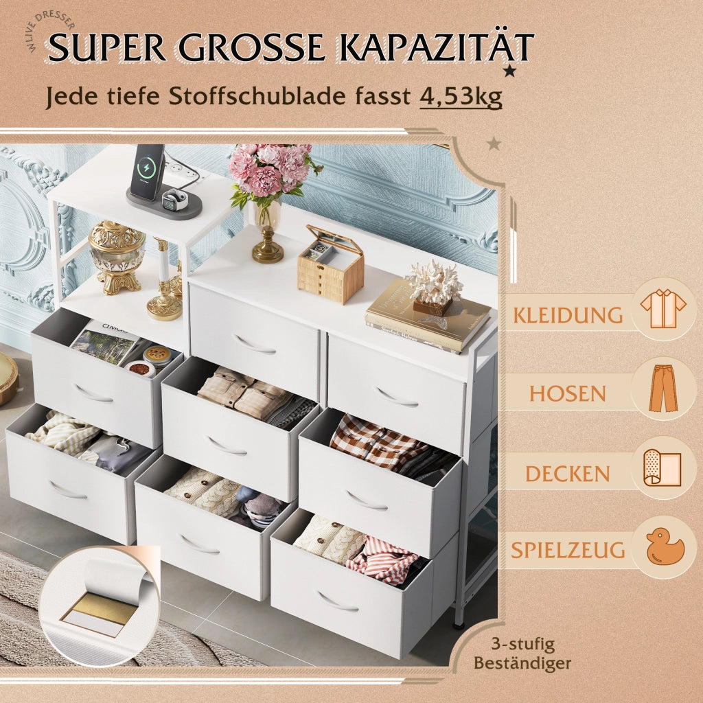 Cassettiera 8 Cassetti con Tessuto ¨C Zephmum ¨C Bianco 60x40x