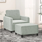 Poltrona con Poggiapiedi Grigio Chiaro 60 cm in Velluto 3201164