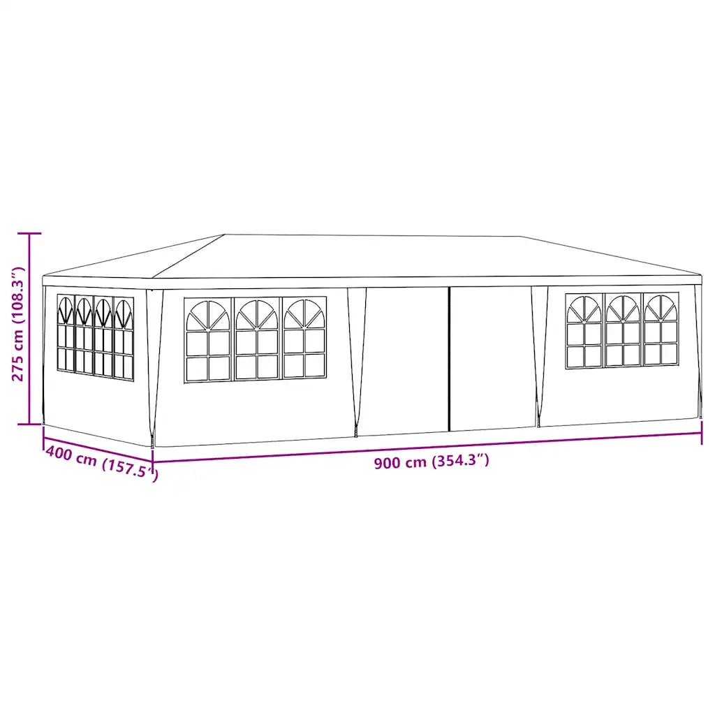 Gazebo Professionale con Pareti 4x9 m Antracite 90 g/mÂ²