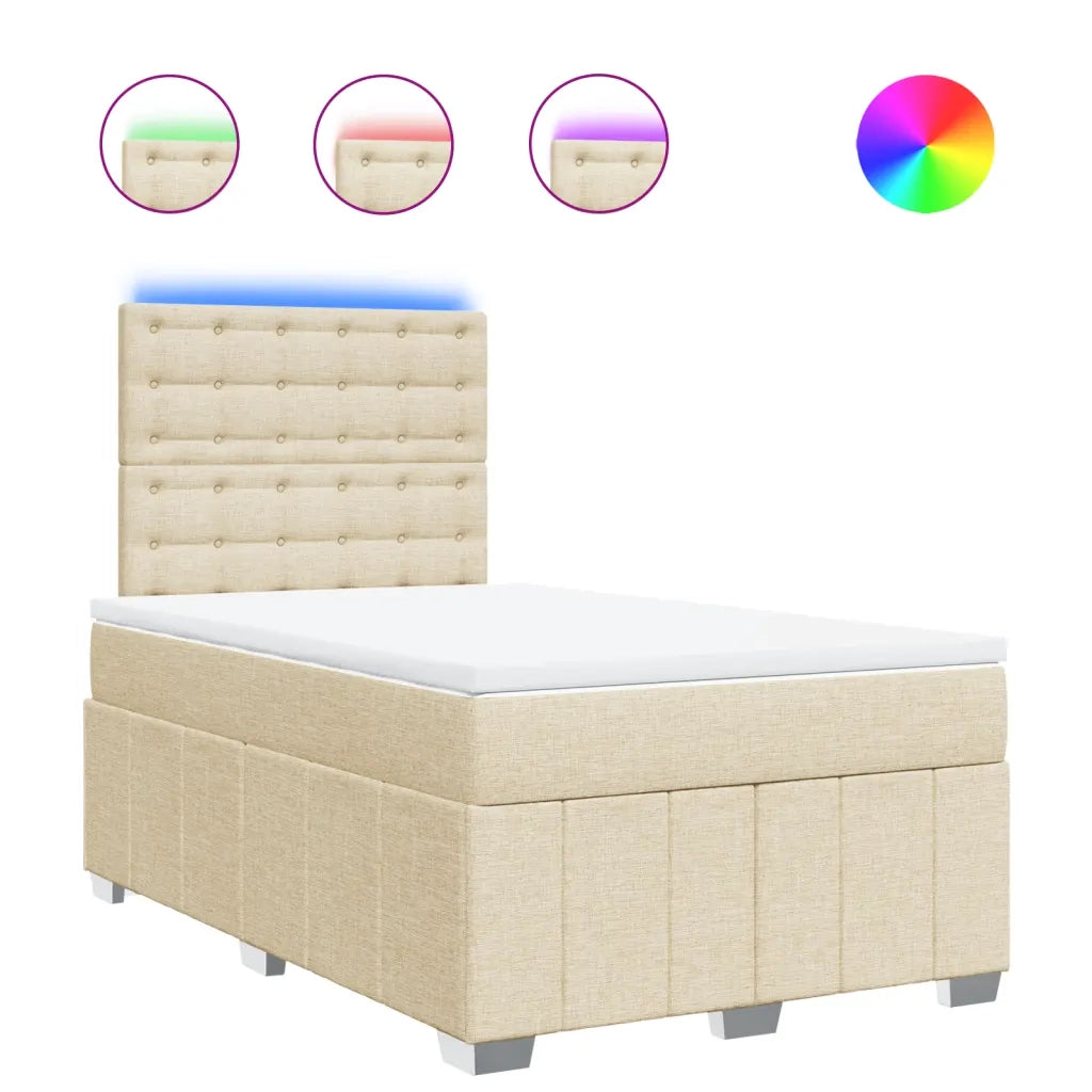 vidaXL Giroletto a Molle con Materasso Crema 120x200 cm in Tessuto