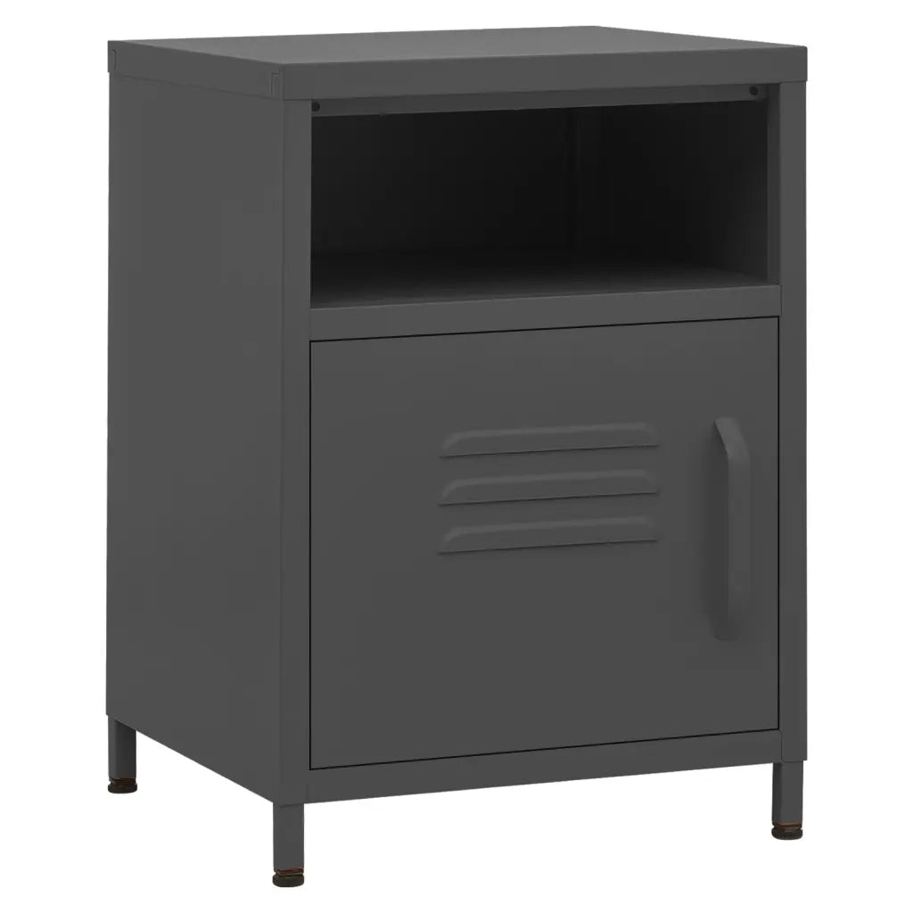 Comodino Antracite 35x35x51 cm in Acciaio 336222