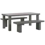 Set da pranzo da giardino Tavolo rettangolare in cemento grigio 2 panche 4 posti resistente all'acqua