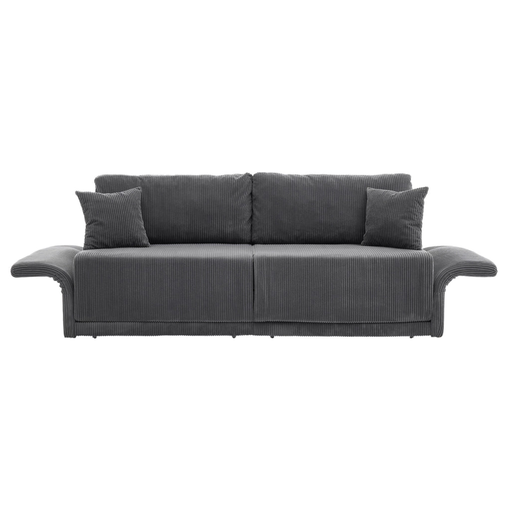 Divano letto trasformabile in velluto a coste grigio 182 cm HOMVRA
