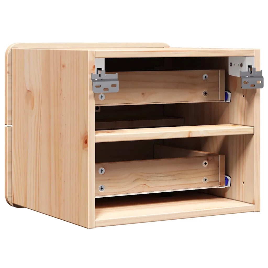 vidaXL Comodino 2 pcs Marrone 39 x 34 x 33 cm Legno di pino massello