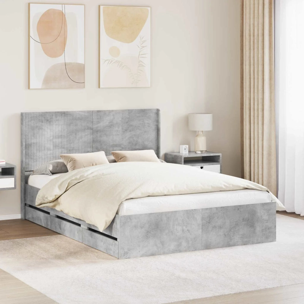 Struttura del letto con stoccaggio e testata Grigio Cemento 3413950