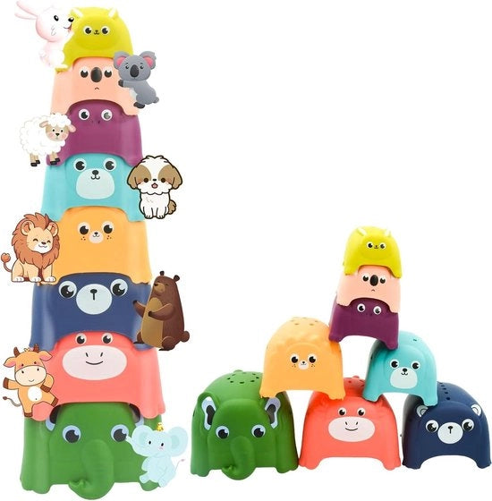 Set di contenitori per animali - Set di contenitori colorati per animali per bambini, giocattolo educativo, giocattolo per bambini, regalo per bambini di 1 anno