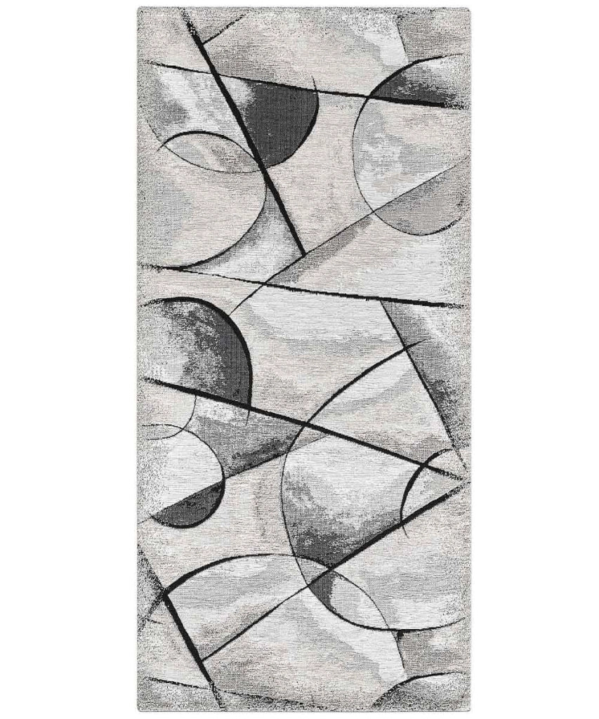 Tappeto moderno UNIVERSO GRIGIO astratto quadro arte contemporanea, passatoia cucina multiuso lavabile in lavatrice e anti-scivolo cm.55x115