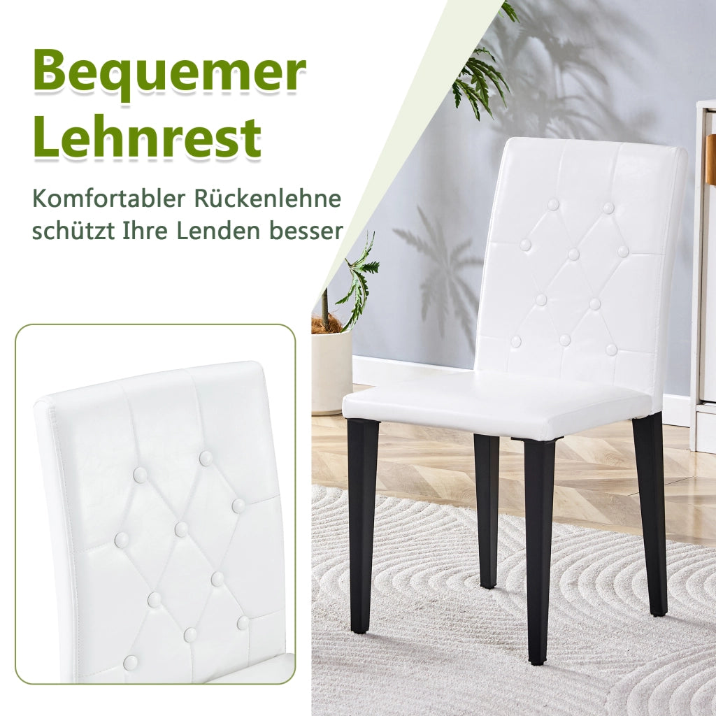 SEDIA da pranzo Set da 4 pezzi 89 cm PU bianco con gambe in metallo nero
