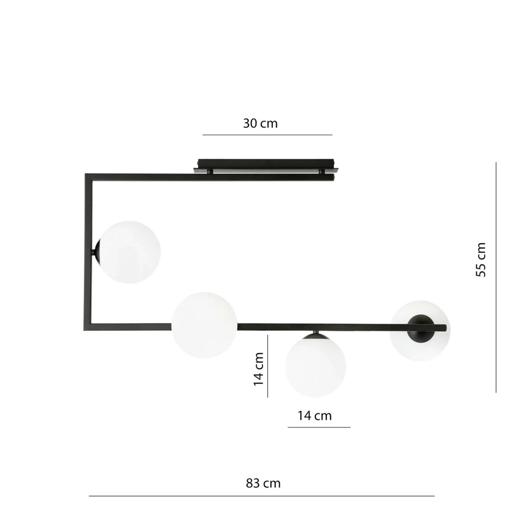 Plafoniera Minimal Nanna Acciaio Nero Oro 4 Luci E14 Ip20