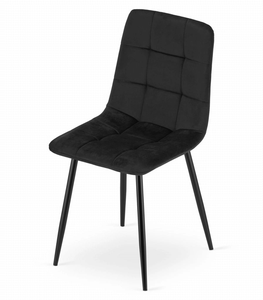 Sedia Valora PYRA in velluto nero dal design moderno per soggiorno x4