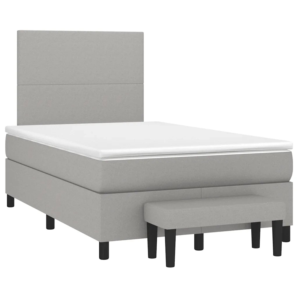 Giroletto a Molle con Materasso Grigio Chiaro 120x190cm Tessuto