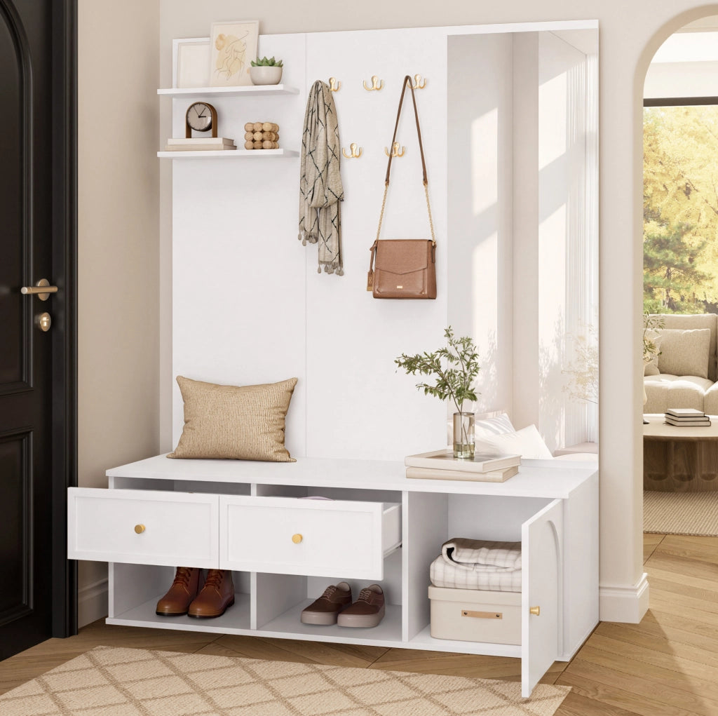 Garderobe multifunzione da ingresso con specchio e contenitori