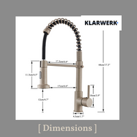 BERND | Rubinetto girevole beige da cucina in acciaio inossidabile |Miscelatore professionale girevole a 360 gradi con doccia | Alta pressione 2 porte