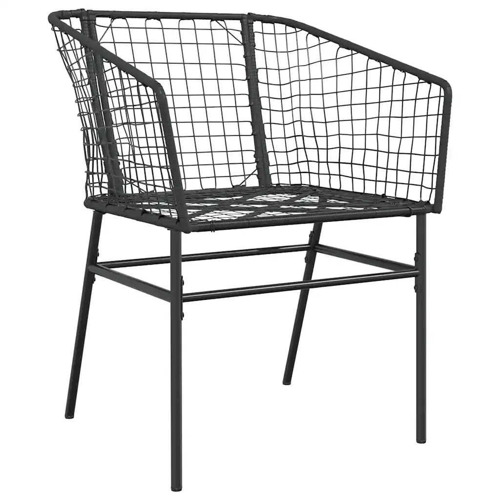 Set Mobili da Pranzo per Giardino 3 pz Nero Polyrattan Vetro