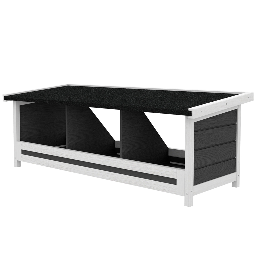 Nido per Galline 95x37x34 cm a 3 Aree con Base Rialzata e Tetto in Legno e Bitume Grigio