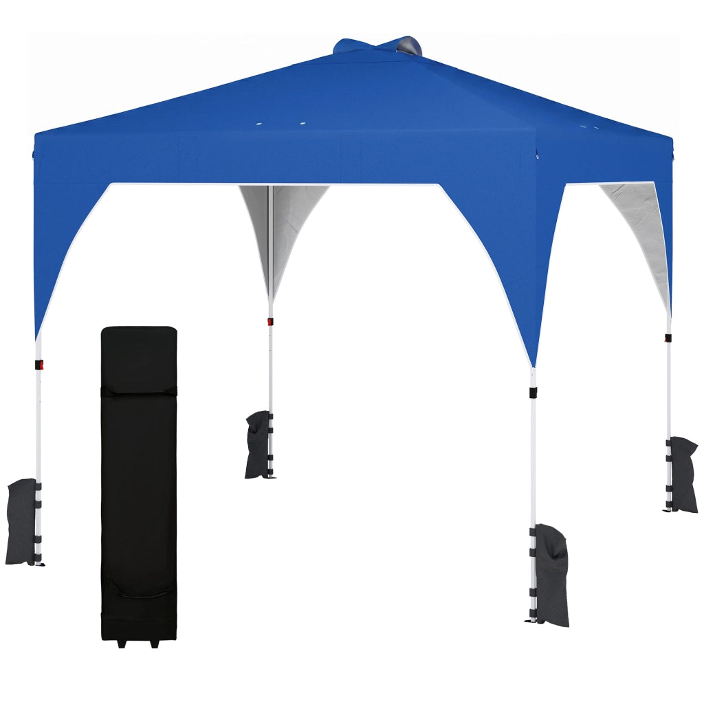 Carpa da Giardino Pieghevole 3x3 m ¨C zephmum ¨C Blu con Blocco Centrale, Altezza Regolabile, Borsa con Ruote