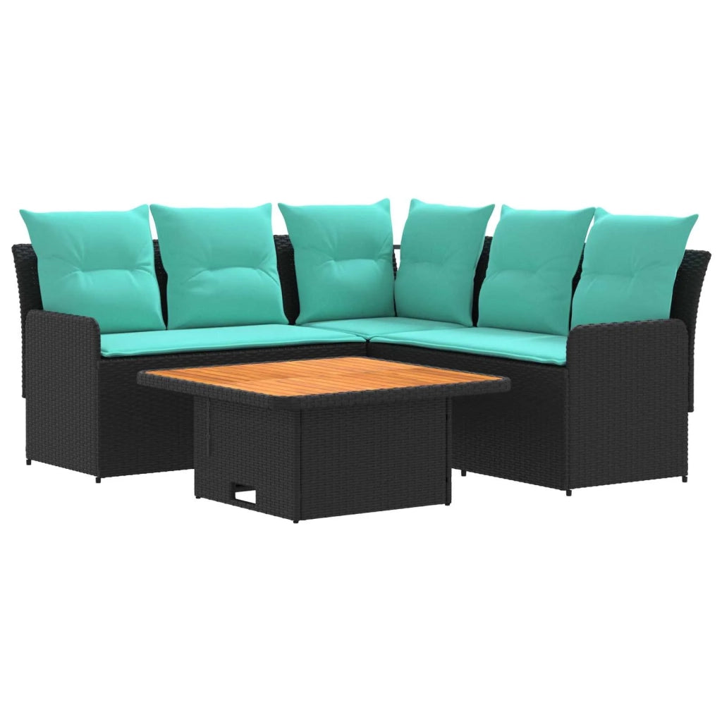 Set di Mobili 4 pz Nero e Turchese Rattan in PE 3422180