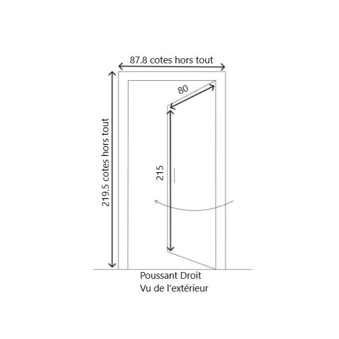 Porta d'ingresso in legno "Alena" 215X80 Spinta a destra (dimensioni della tabella) senza maniglia