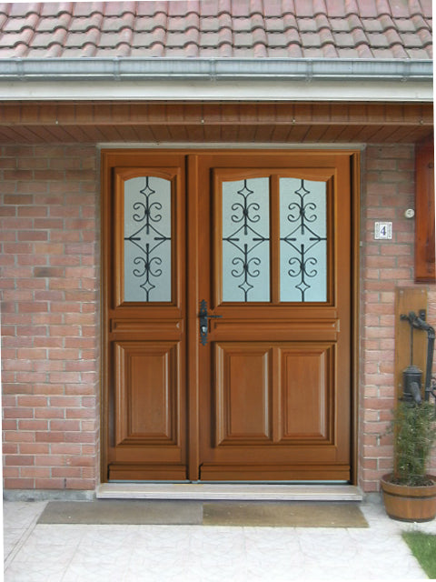 Porta d'ingresso a gradini in legno 'Vauban' Dimensioni 215 X 140 Spinta a destra (Dimensioni tabella) senza maniglia