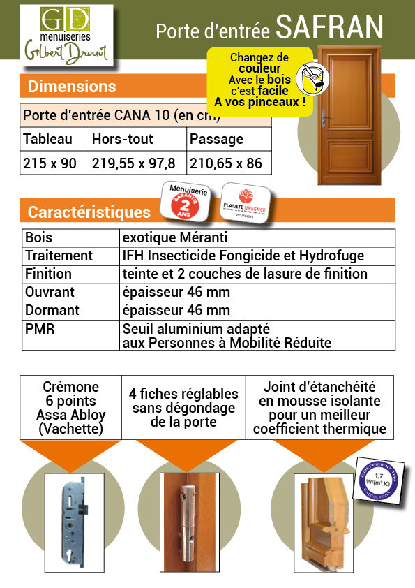 Porta d'ingresso Modello Zafferano Dimensioni 215 X 90 Spinta a sinistra