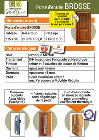 Tahi 1' Porta d'ingresso in legno 215X90 a sinistra a spingere senza maniglia