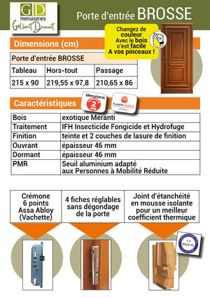 Tahi 1' Porta d'ingresso in legno 215X90 a sinistra a spingere senza maniglia