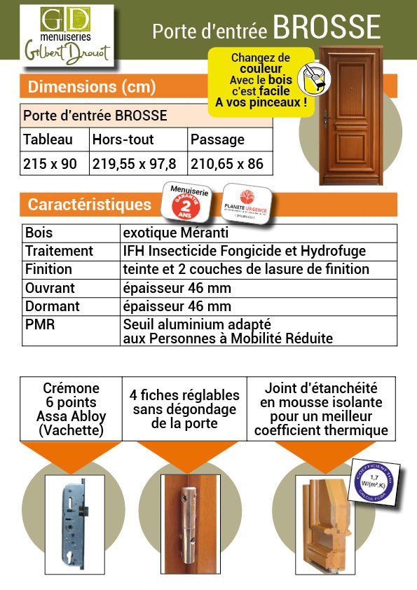 Tahi 1' Porta d'ingresso in legno 215X90 a sinistra a spingere senza maniglia