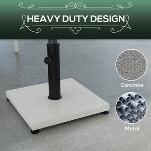 Base per Ombrellone da 25kg in Metallo e Cemento con Effetto Legno 45x45x33.5cm Bianco
