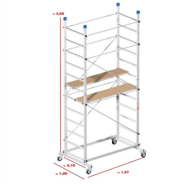 PONTEGGIO TRABATTELLO ALLUMINIO ZEUS 157X100X360H PIANO DI LAVORO CM.198