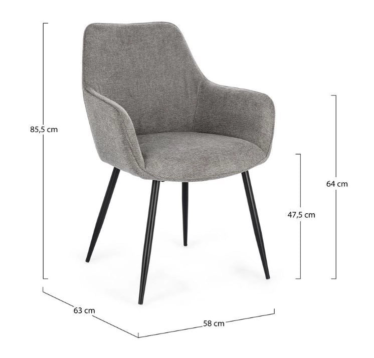 SEDIA CON BRACIOLI CORA NERO/GRIGIO SCURO  DI BIZZOTTO