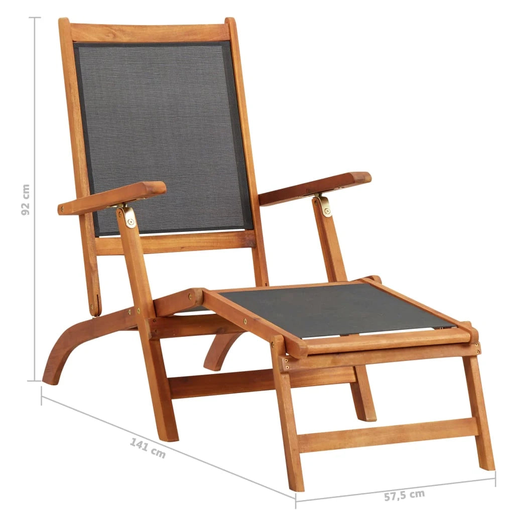 Chaise longue/sdraio da esterno in legno massello di acacia e textilene 02_0011890