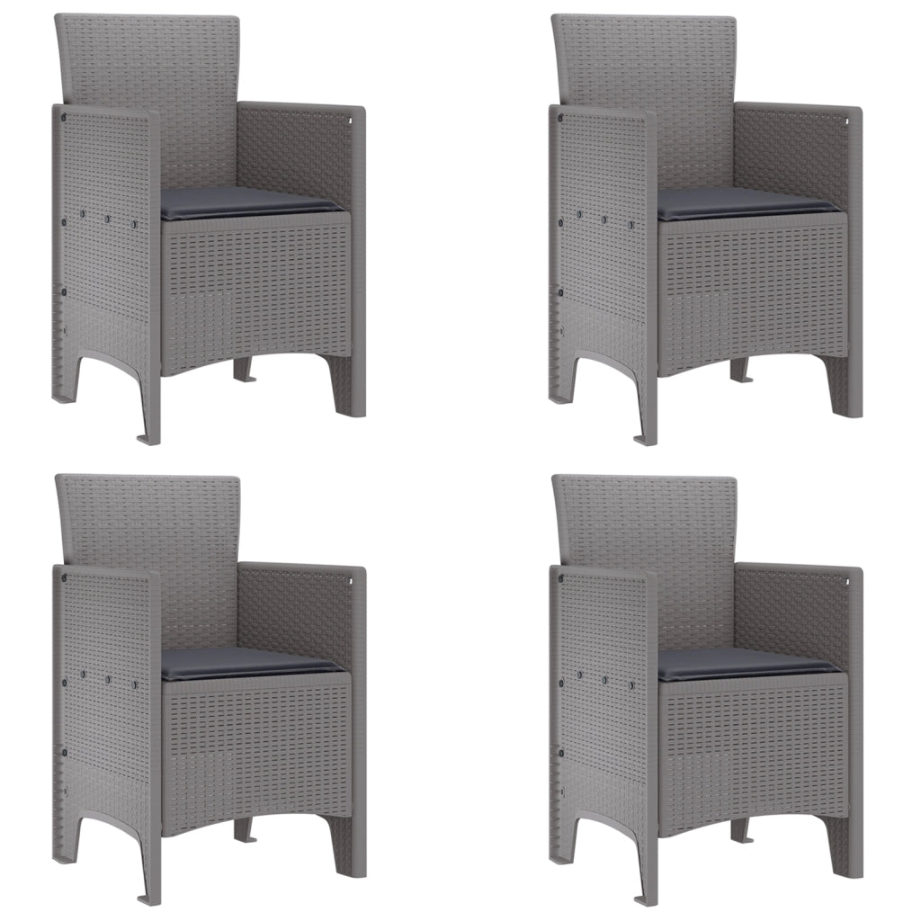 Sedie da giardino con cuscini 4 pz Grigio chiaro Polyrattan